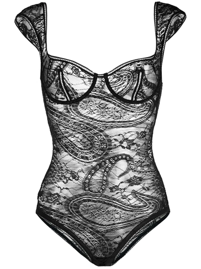 Eres Vetiver Stretch-lace Underwired Bodysuit In Figue Noir