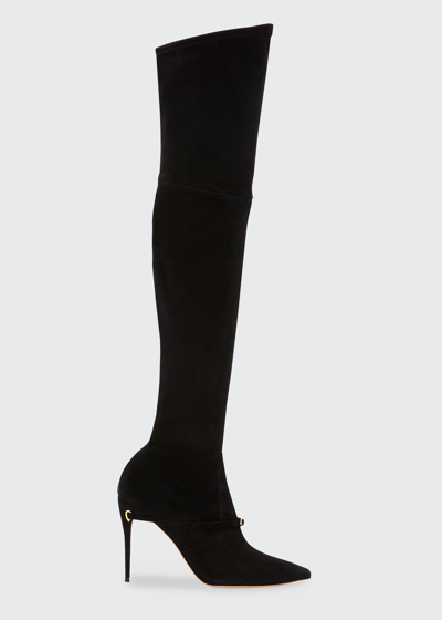 Jennifer Chamandi Alessandro 105mm Suede Over-the-knee Boots In Black