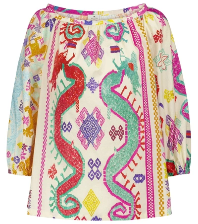 Etro Samo Ethnic Print Cotton Blouse In Multicolour