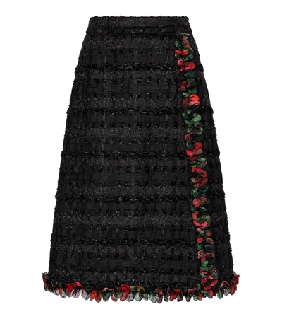 Dolce & Gabbana Tweed Midi Skirt In Black