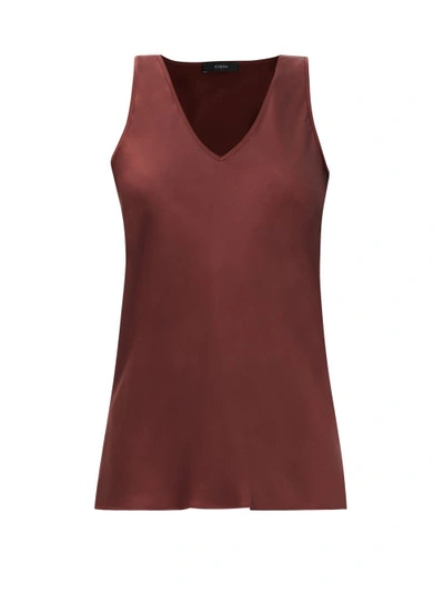 Joseph Belva V-neck Silk-satin Top In Ganache