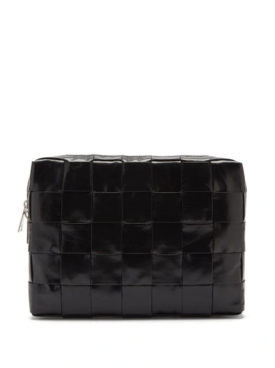 Bottega Veneta The Cassette Medium Paper-leather Document Case In Black Silver