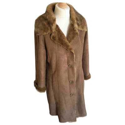 Pre-owned Balmain Faux Fur Coat In Camel