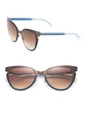 Fendi 52mm Notched Cat Eye Metal Sunglasses In Copper Blue