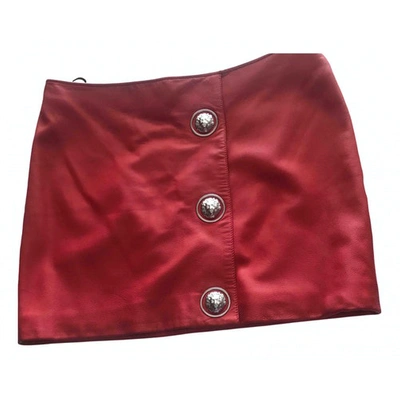 Pre-owned Versus Leather Mini Skirt In Red