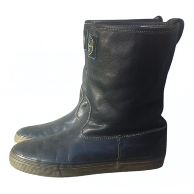 Pre-owned Stone Island Leather Boots In Black