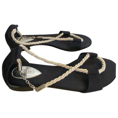 Pre-owned Azzaro Cloth Sandals In Navy
