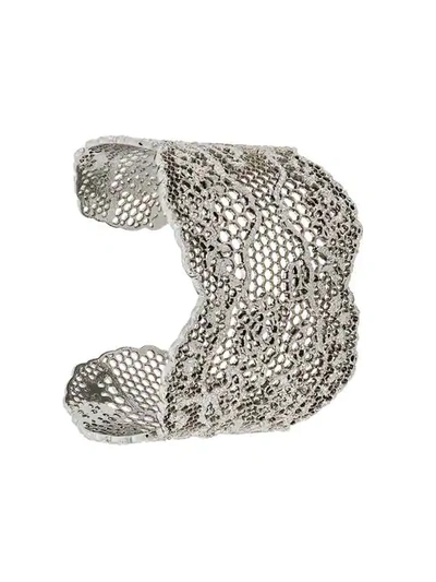 Aurelie Bidermann Vintage Lace Cuff Bracelet In Gunmetal