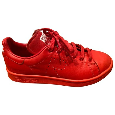 Pre-owned Adidas Originals Stan Smith Leather Trainers In Red