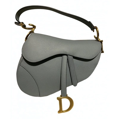 Pre-owned Dior Saddle Turquoise Leather Handbag