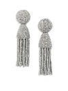 Oscar De La Renta Classic Short Tassel Drop Clip Earrings In Silver
