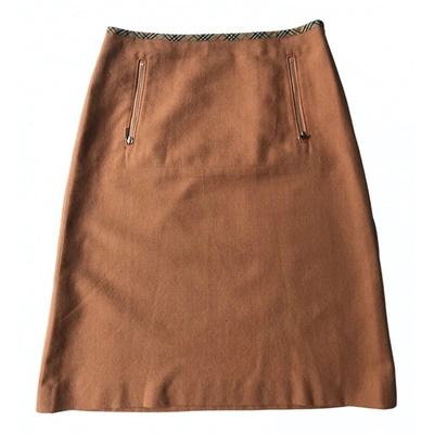 Pre-owned Burberry Linen Mid-length Skirt In Orange
