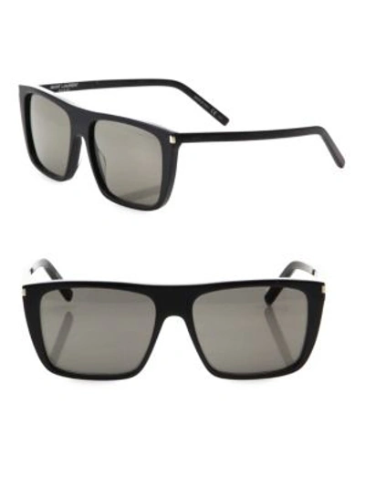 Saint Laurent 56mm Flat-top Sunglasses In Black