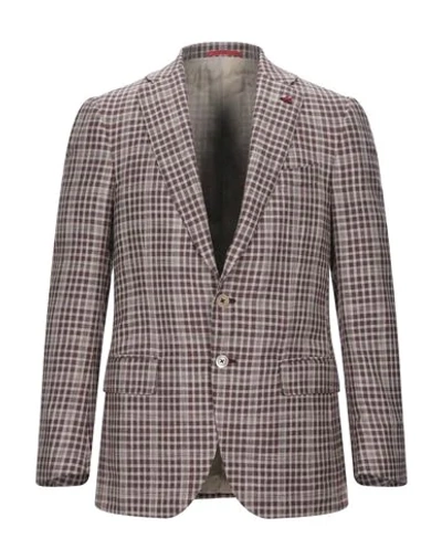 Isaia Suit Jackets In Cocoa