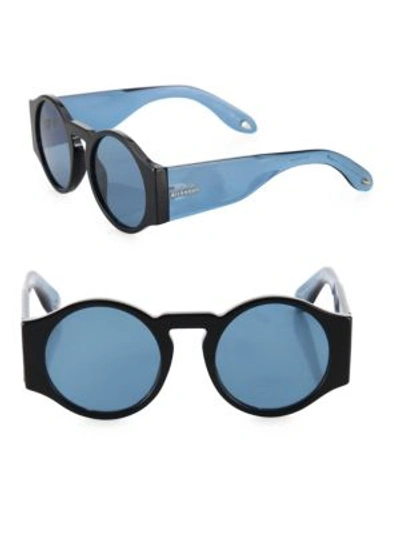 Givenchy 51mm Runway Round Sunglasses In Black Blue