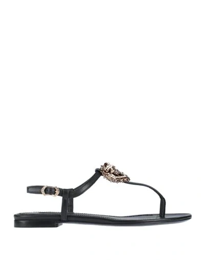 Dolce & Gabbana Toe Strap Sandals In Black