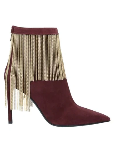 Balmain Ankle Boots In Maroon