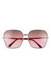 Tom Ford 62mm Claudia Square Sunglasses In Shiny Bordeaux/ Brown Gradient