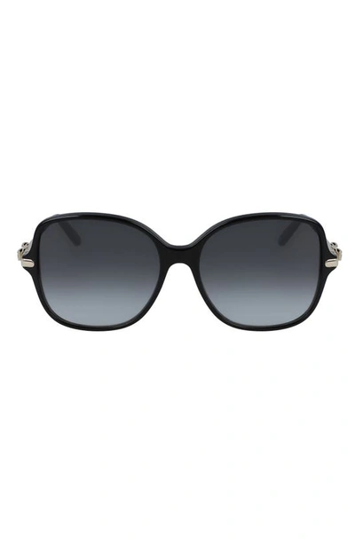 Ferragamo 57mm Gradient Rounded Square Sunglasses In Black/ Grey