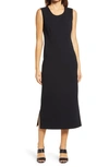 Ming Wang Deco Crepe Sheath Dress In Black