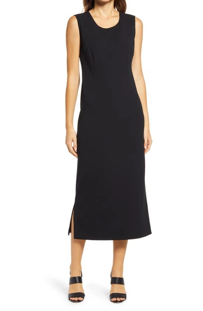 Ming Wang Deco Crepe Sheath Dress In Black