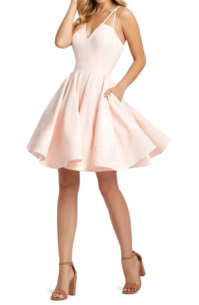 Mac Duggal Strappy Back Fit & Flare Cocktail Dress In Blush