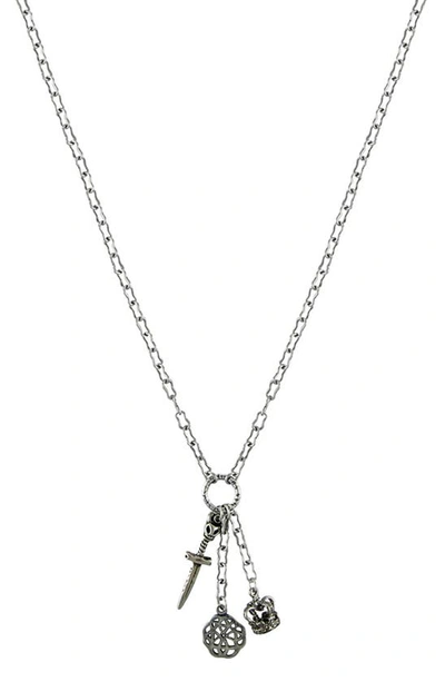 Ettika Triple Charm Necklace In Silver