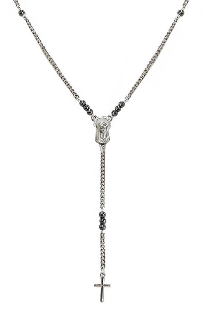 Ettika Cross Lariat Necklace In Silver