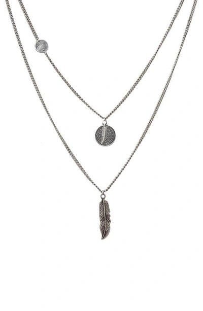 Ettika Double Layered Charm Necklace In Silver