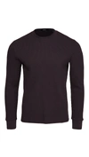 Theory Mattis Pullover In Waffle Knit Cotton In Dark Eggplant