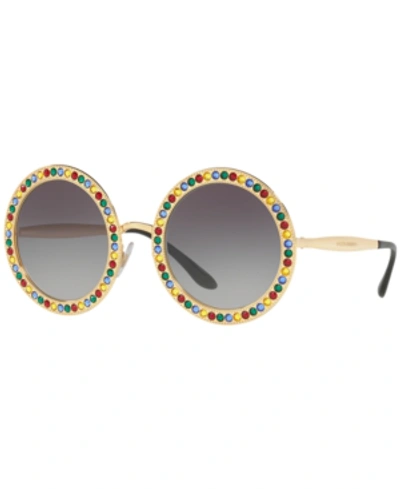 Dolce & Gabbana Oversized Round Metal Swarovski® Sunglasses, Gold In Gold/grey Gradient