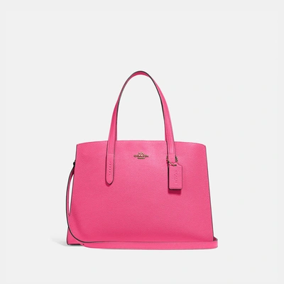 Coach Charlie Carryall In Brass/confetti Pink