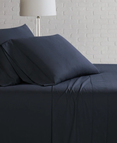 Brooklyn Loom Solid Cotton Percale Twin Sheet Set Bedding In Black