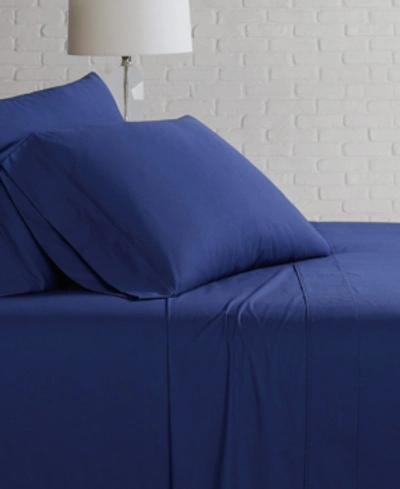 Brooklyn Loom Solid Cotton Percale Twin Sheet Set Bedding In Navy