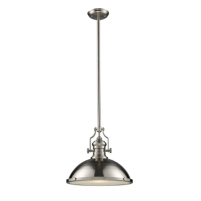 Elk Lighting Chadwick 1-light Pendant In Satin Nickel In Silver