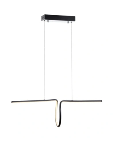 Jonathan Y Ali 34.5" Dimmable Adjustable Integrated Led Metal Linear Pendant In Black