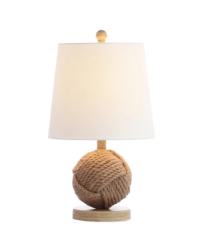 Jonathan Y Monkey Fist 18" Rope Ball Led Table Lamp In Natural