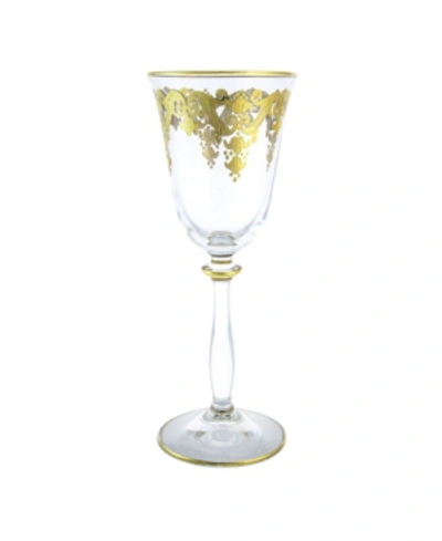 Classic Touch Wine Glass With Rich 24k Gold Artwork, Set Of 6 In Clear