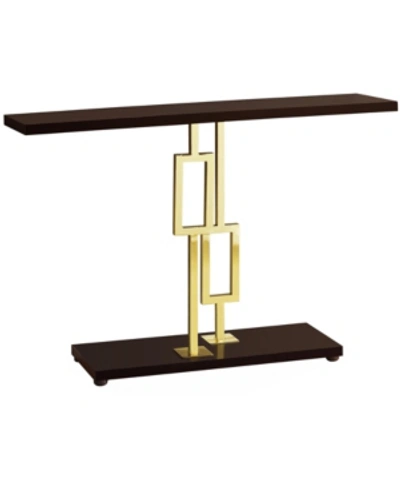 Monarch Specialties Gold Metal 48"h Console Accent Table In Cappuccino