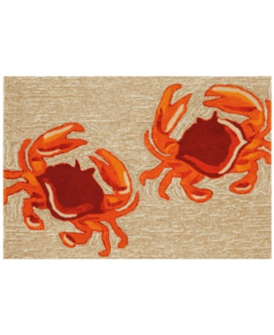 Liora Manne Front Porch Indoor/outdoor Crabs Natural 2' X 6' Area Rug In Red