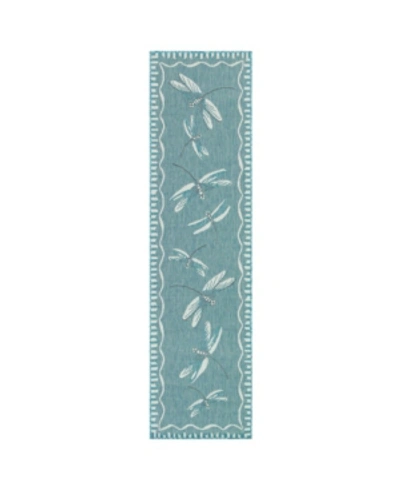 Liora Manne Carmel Dragonfly 1'11" X 7'6" Runner Rug In Aqua