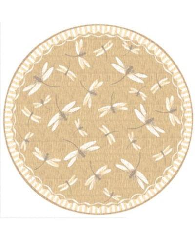 Liora Manne Carmel Dragonfly 7'10" X 7'10" Round Rug In Sand