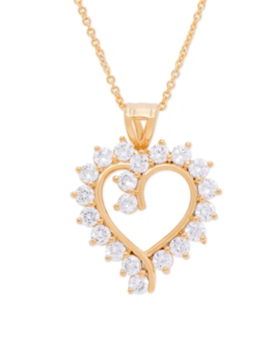Macy's Gold Plated Cubic Zirconia Heart Pendant