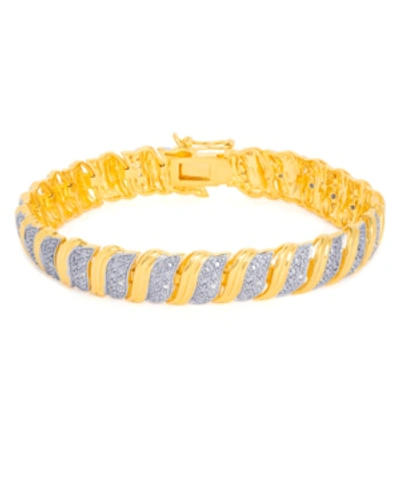 Macy's Diamond Accent S Link Bracelet In Gold-plate