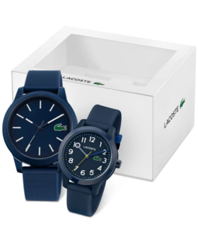 Lacoste Men's 12.12 Blue Silicone Strap Watch, 44mm Gift Set