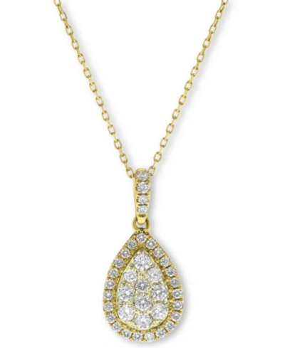 Macy's Diamond Teardrop Cluster Halo Pendant Necklace (5/8 Ct. T.w.) In 14k Gold Or 14k White Gold In Yellow Gold