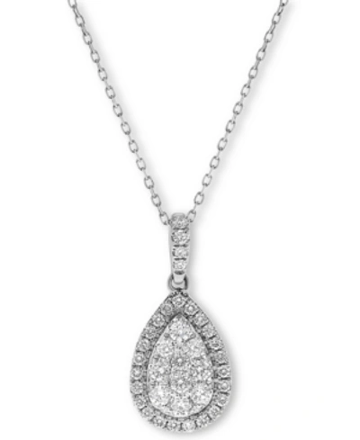 Macy's Diamond Teardrop Cluster Halo Pendant Necklace (5/8 Ct. T.w.) In 14k Gold Or 14k White Gold