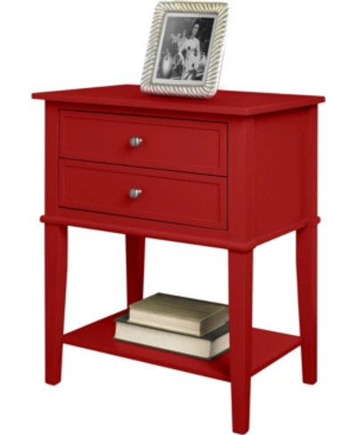 Ameriwood Home Cottage Hill Accent Table With 2 Drawers In Red