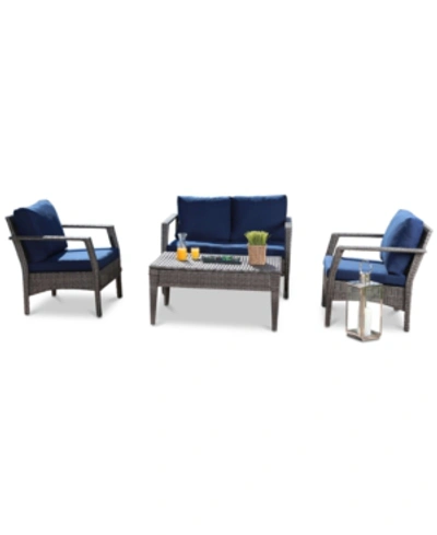 Abbyson Living Nhandi 4-pc. Outdoor Patio Seating Set In Navy