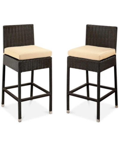 Abbyson Living Molly Outdoor Wicker Set Of 2 Bar Stools W/cushions In Brown